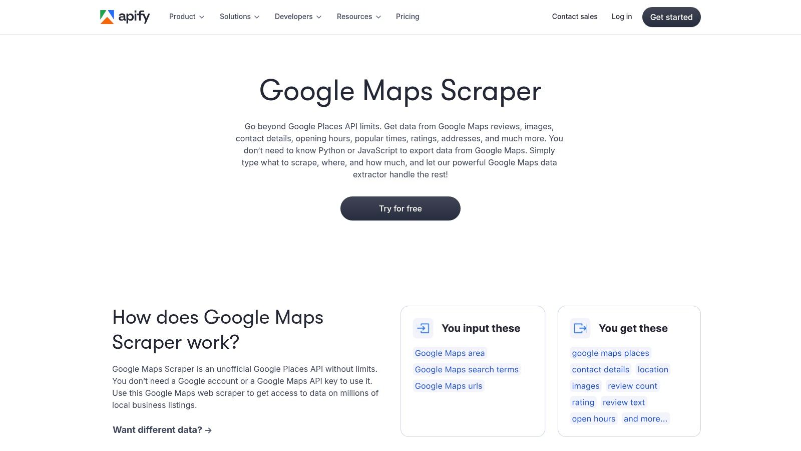 Apify's Google Maps Scraper