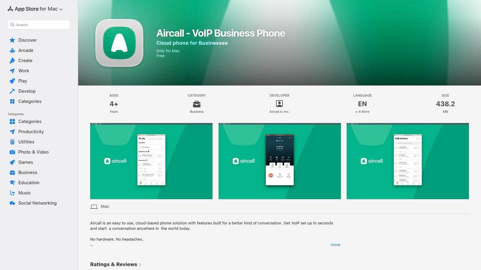 Apple App Store — Aircall (Mac app)