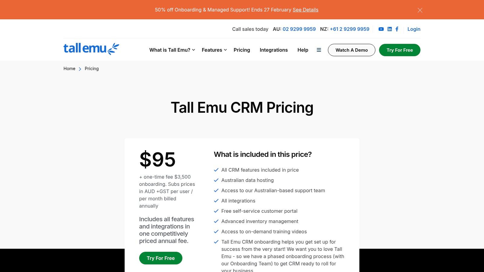 Tall Emu CRM (AU/NZ-centric)