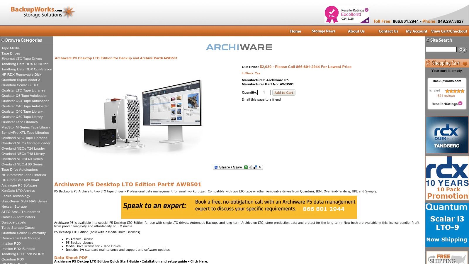 BackupWorks (e‑commerce reseller — P5 Desktop LTO Edition SKU)