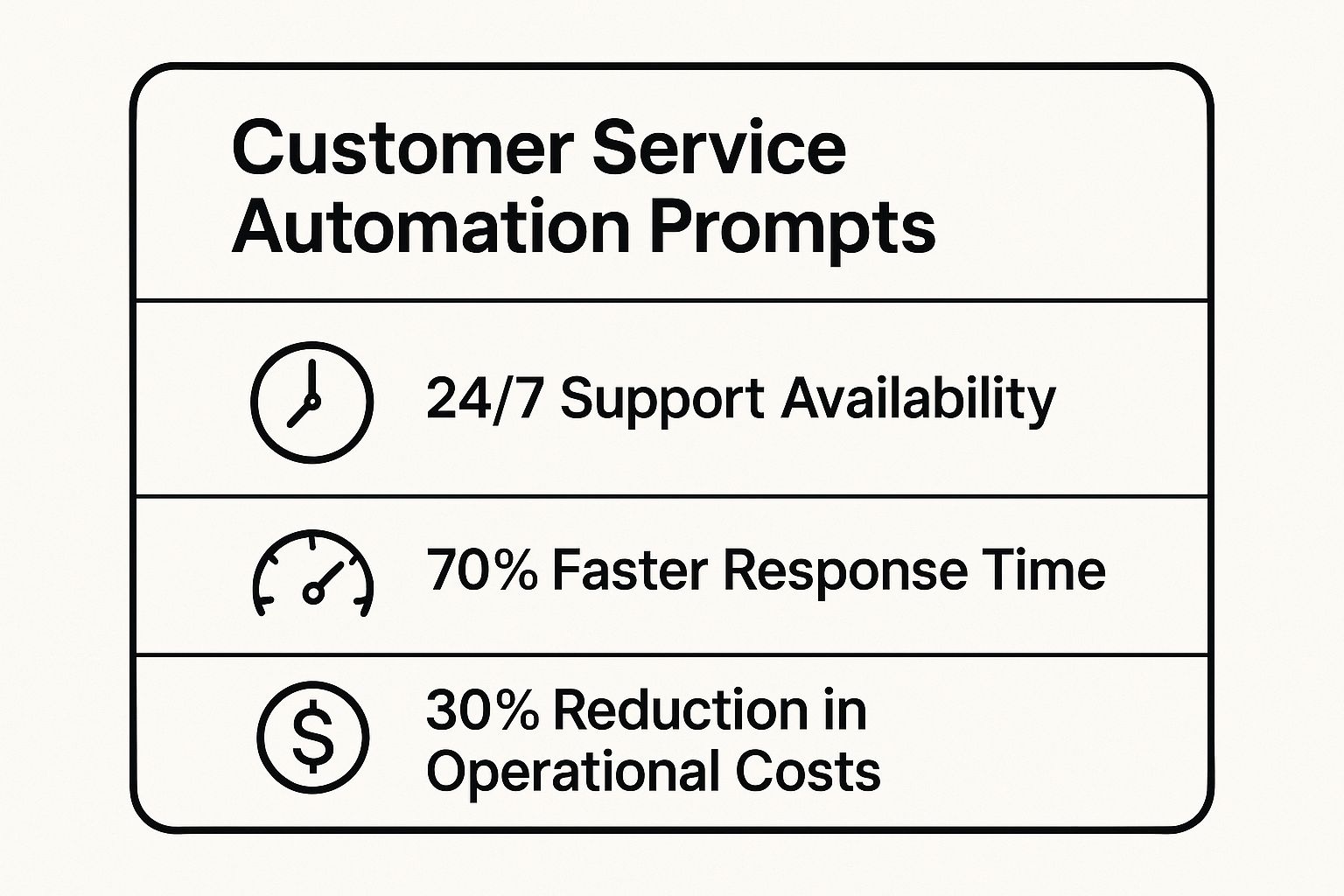 Infographic showing key data about Customer Service Automation Prompts