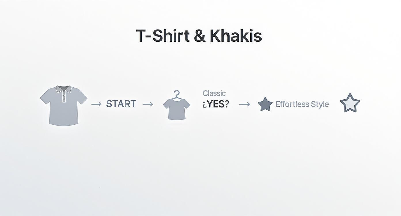 Infographic about t shirt with khaki pants