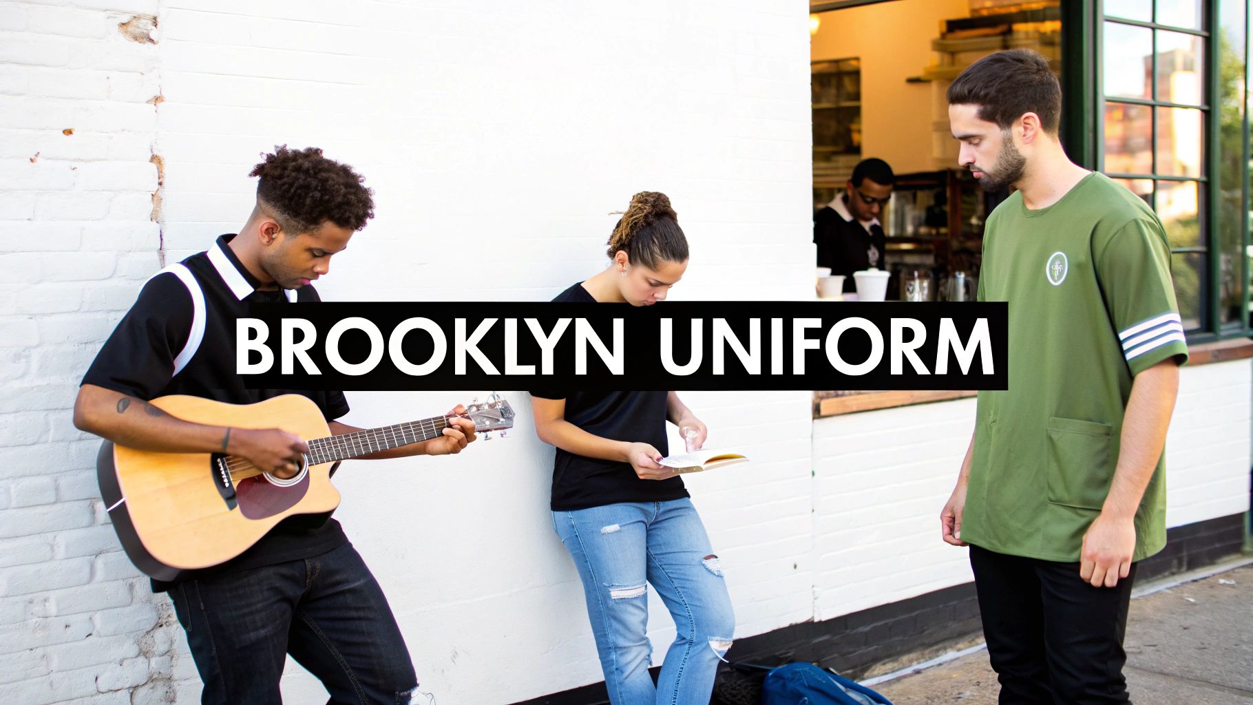 A person wearing a two-tone raglan sleeve t-shirt, embodying the creative spirit of Brooklyn.