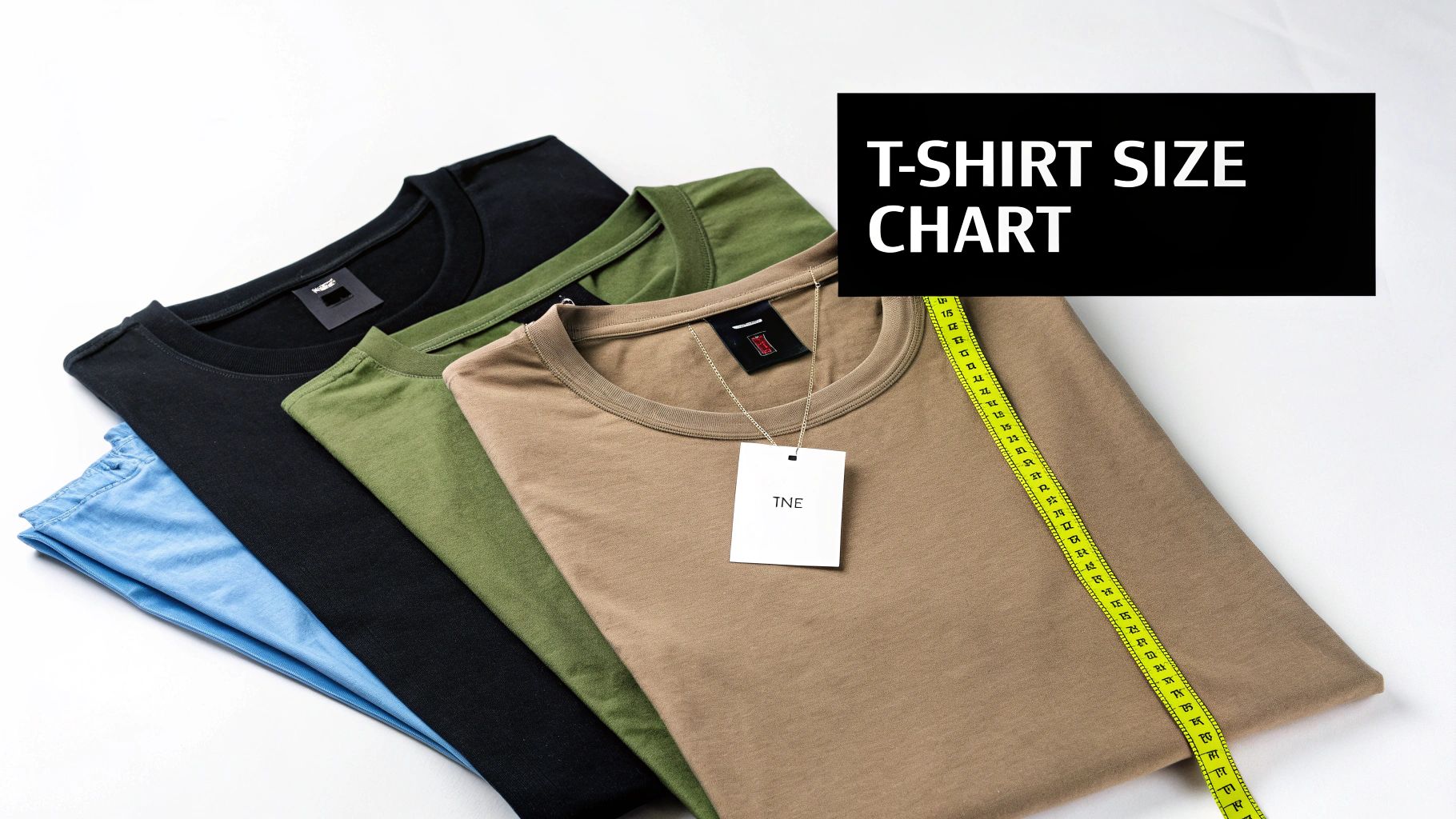 A men's t-shirt laid flat on a white surface for measurement