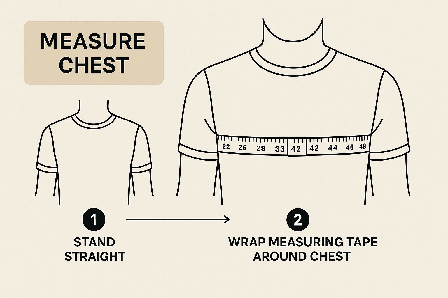 Infographic about men's sizes guide
