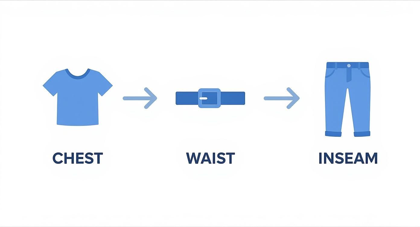 Infographic about us men's clothing size chart