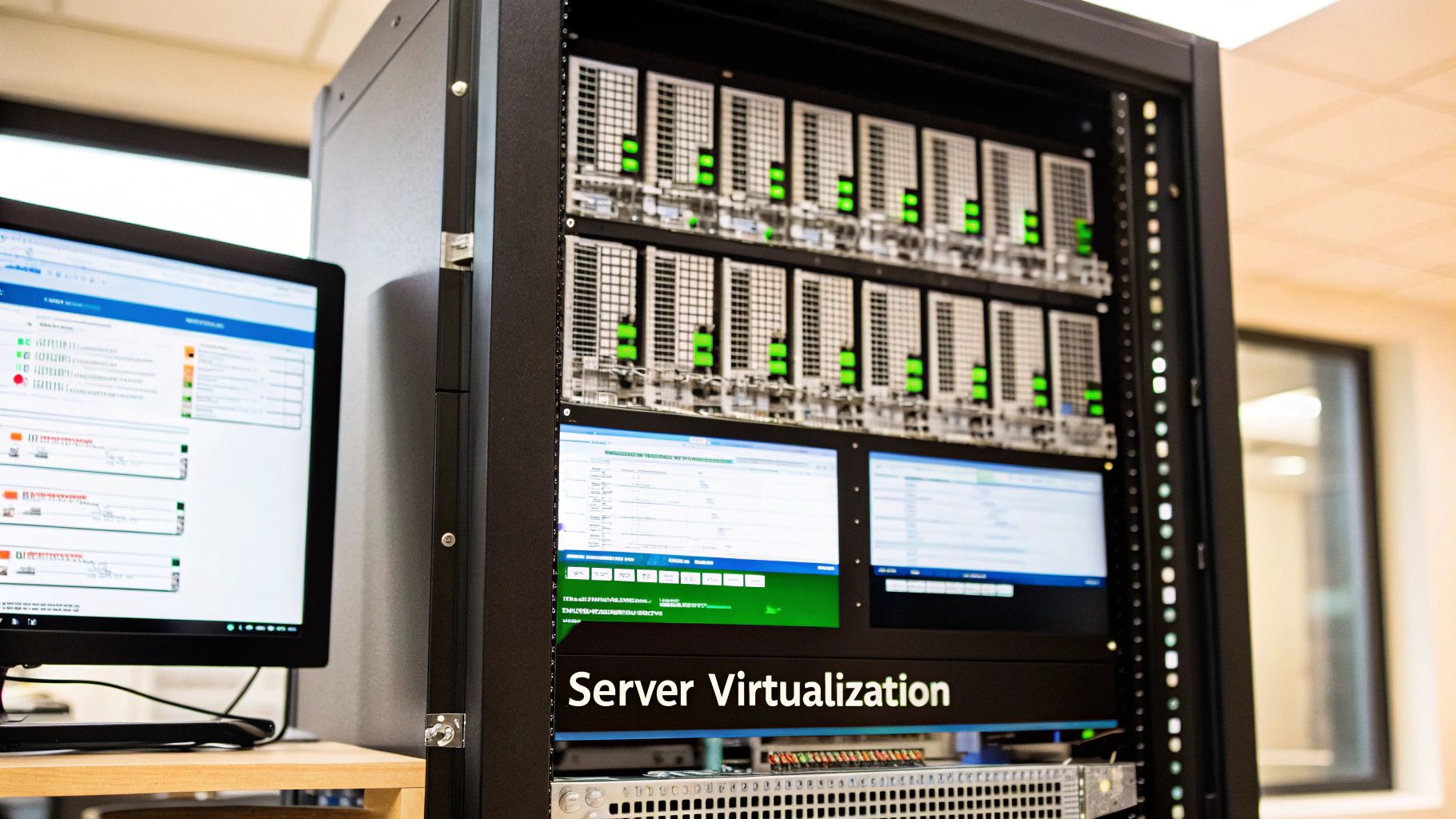 An image showing three distinct service models (IaaS, PaaS, SaaS) branching off from a cloud icon, contrasted with a single, self-contained virtualization environment.