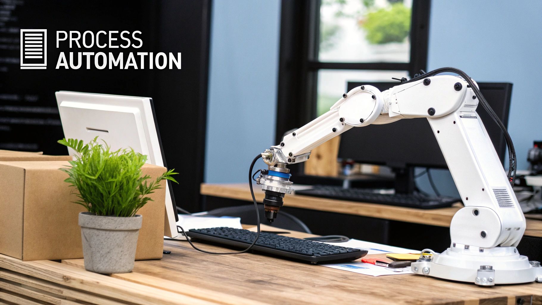 An infographic illustrating the benefits of automation, including reduced manual effort and improved efficiency.