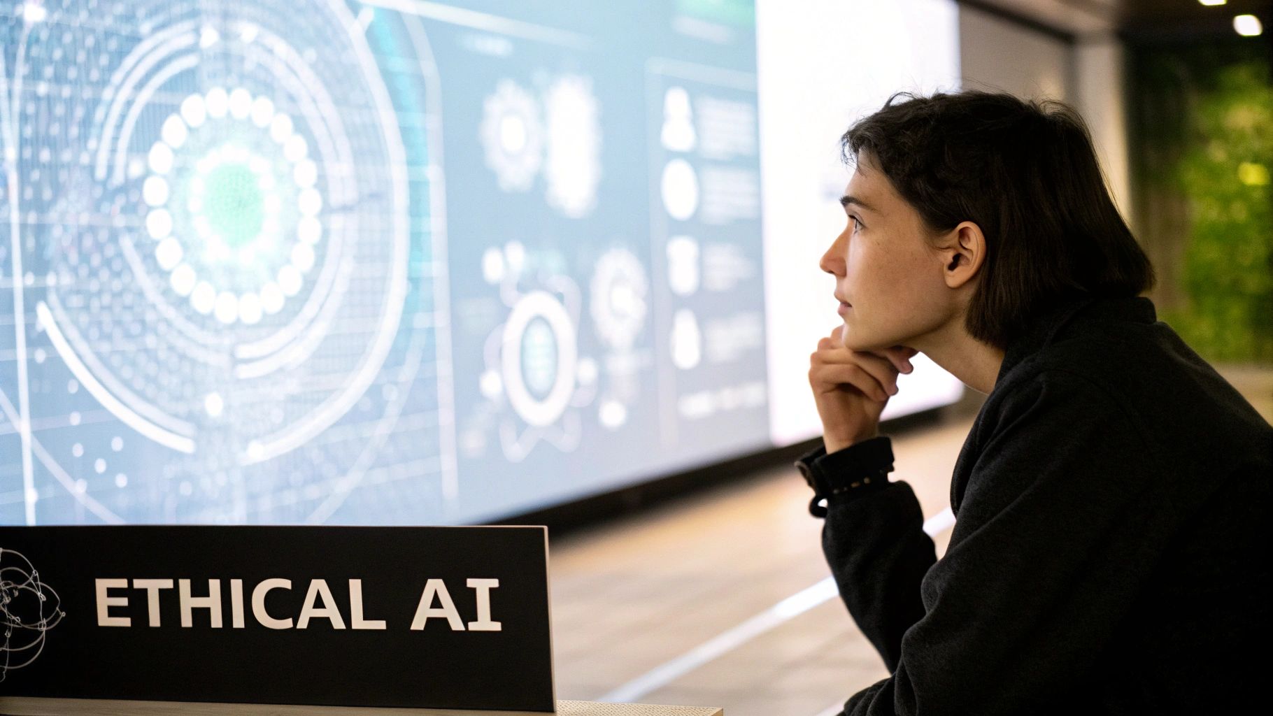 A group of business professionals navigating a complex maze made of circuit boards.