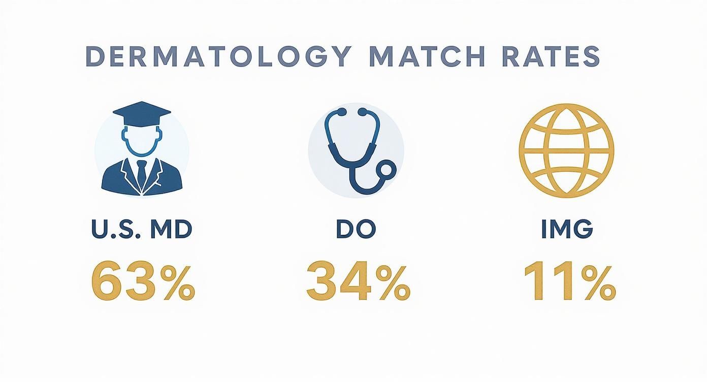 Infographic about how to match into dermatology