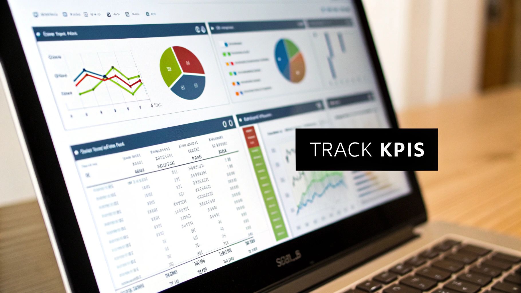 A dashboard showing various SEO KPIs like organic traffic, keyword rankings, and conversion rates.