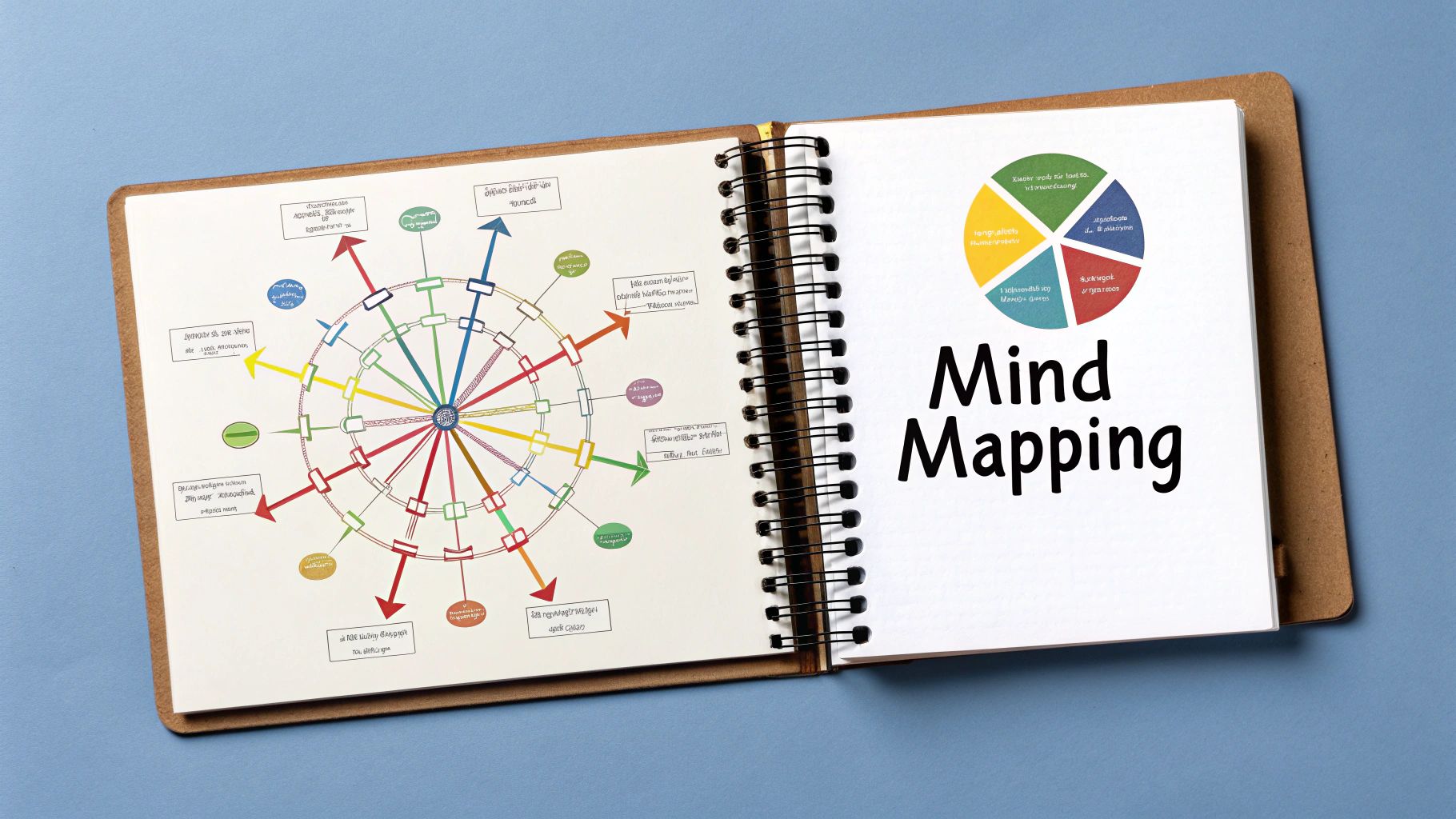A detailed mind map on a piece of paper, illustrating the visual organization of information.