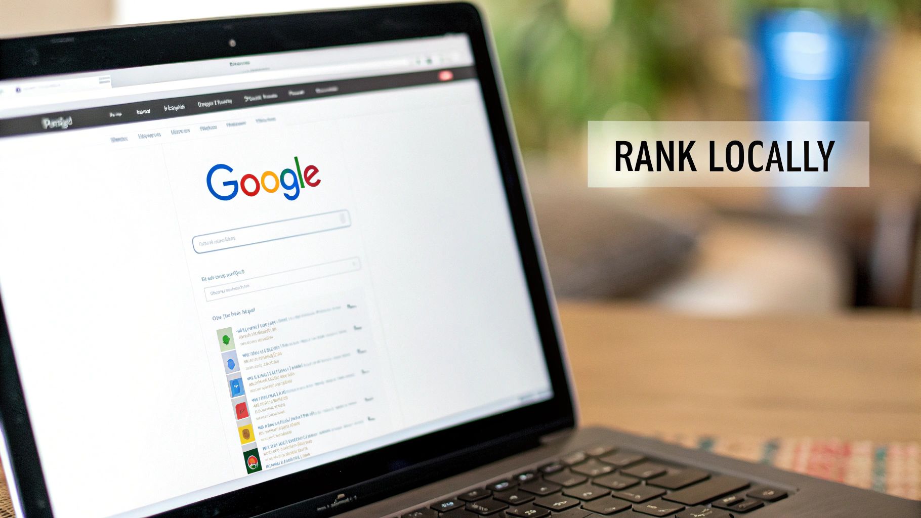 A person optimizing a Google Local Listing on a laptop