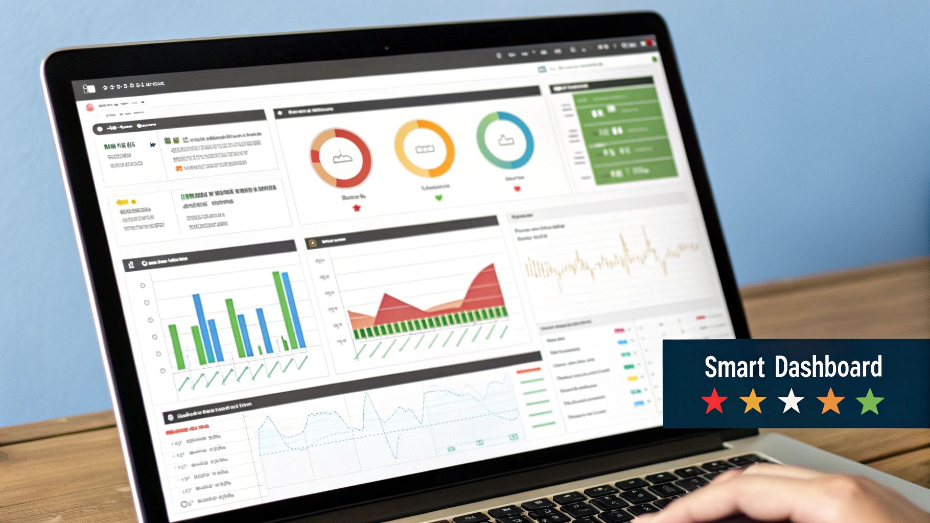A property manager using a reputation management dashboard on a tablet to track reviews.