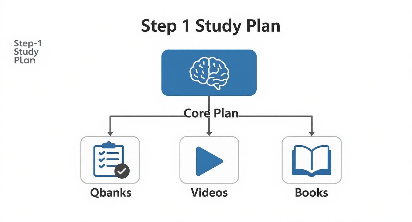 Infographic about usmle step 1 study materials