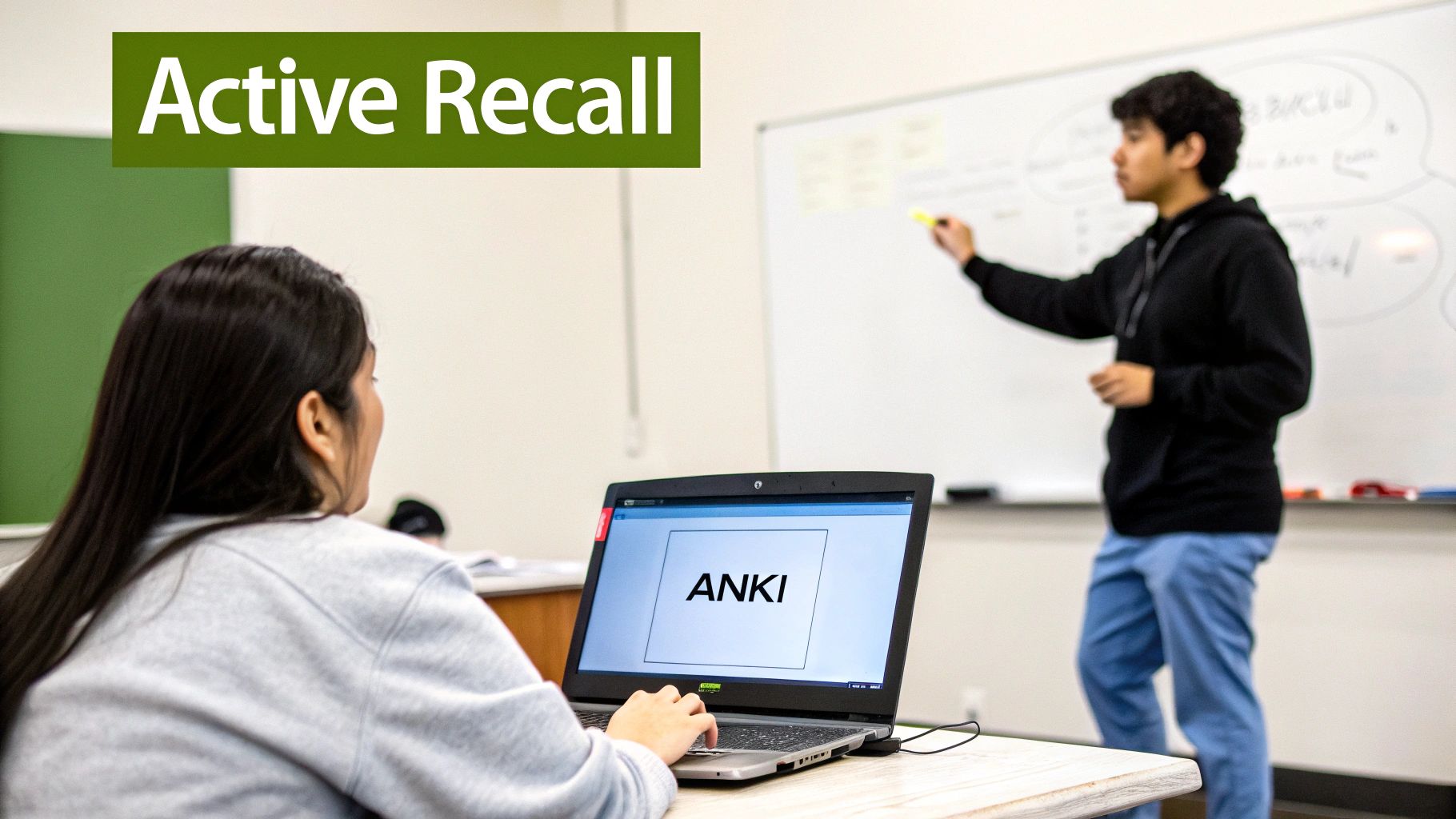 A medical student intently reviewing practice questions on a tablet.