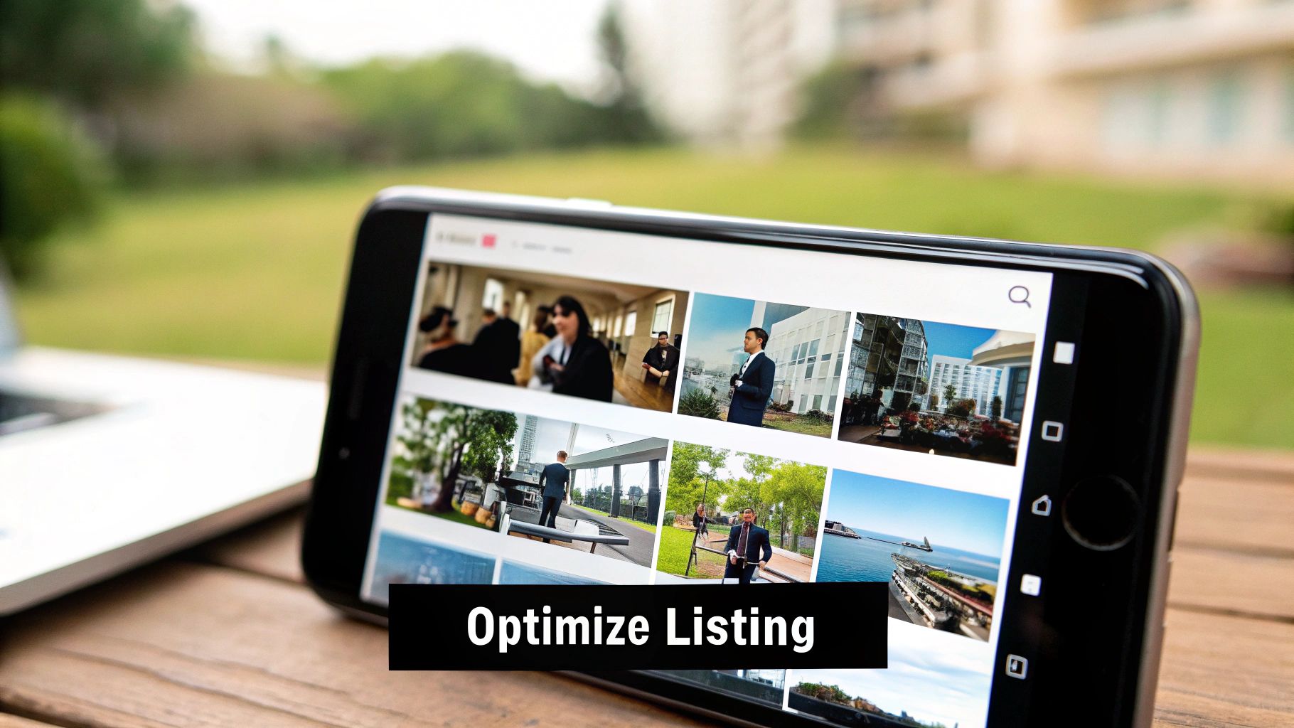 A visually appealing storefront with a well-maintained garden and clear signage