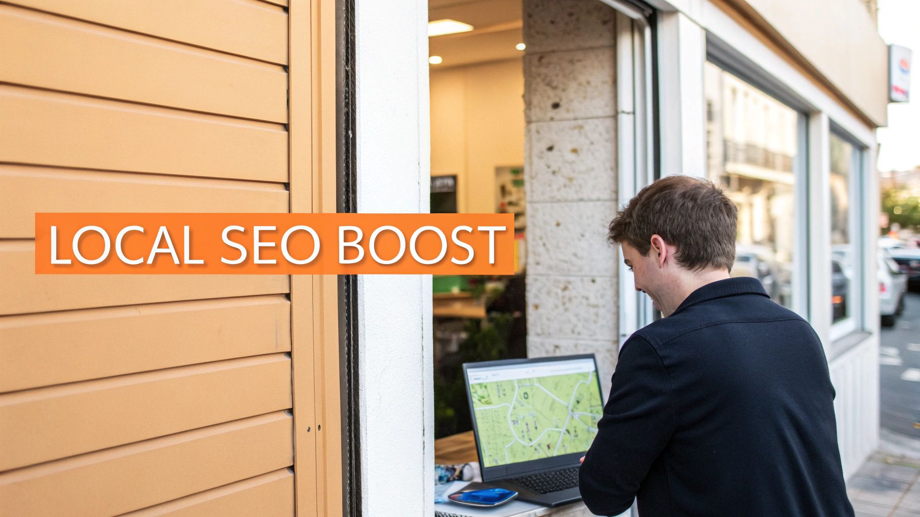 Man looking at a graph on a laptop screen