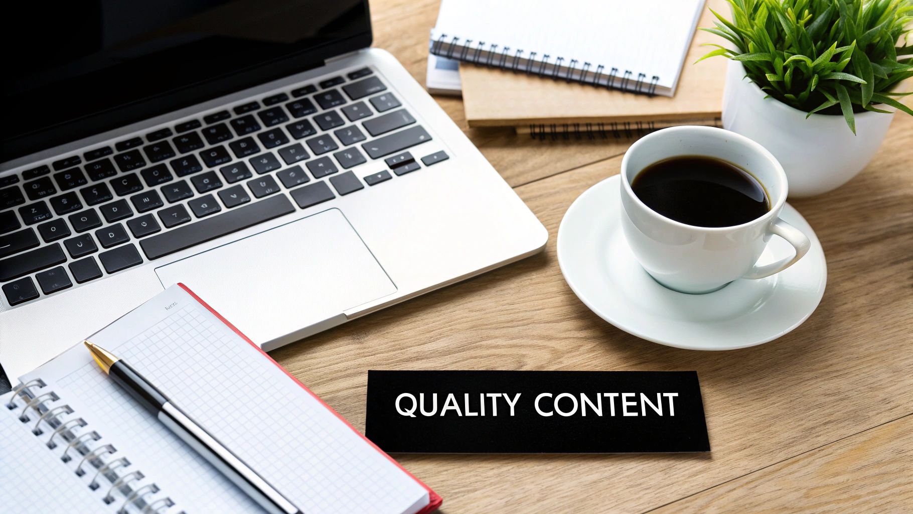 A woman sitting at a cafe table, smiling as she uses her smartphone, surrounded by social media icons, representing positive brand engagement.