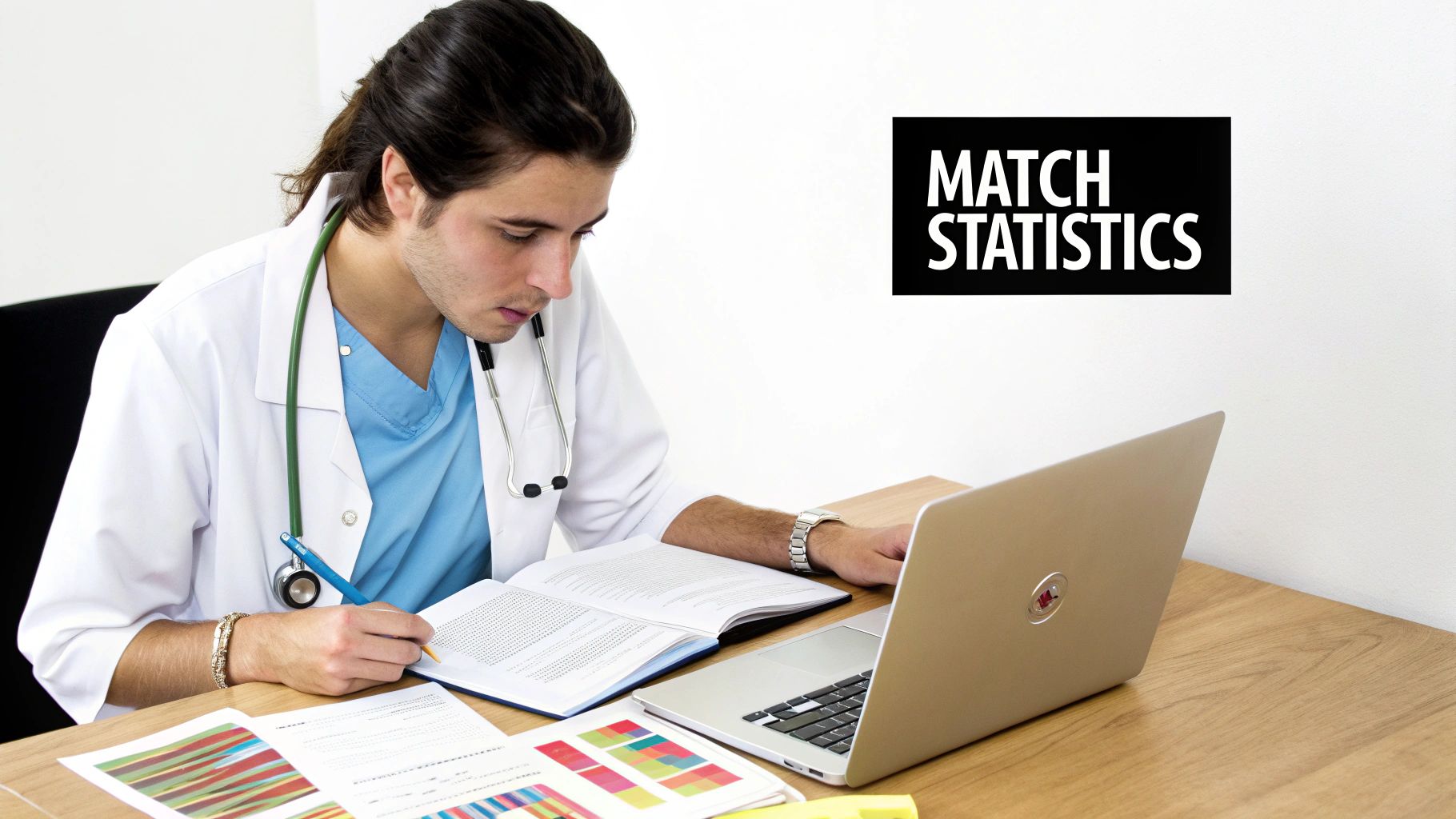 Students studying in a medical library, focused on their books and notes.