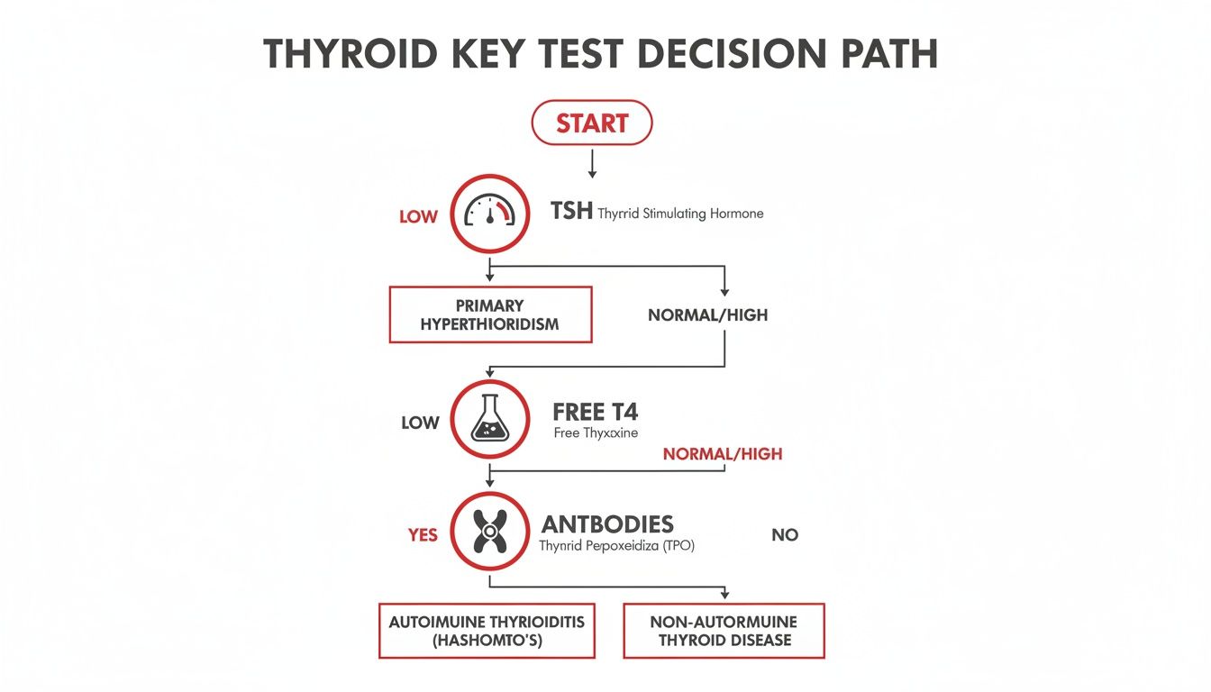 Infographic about how to interpret thyroid function tests
