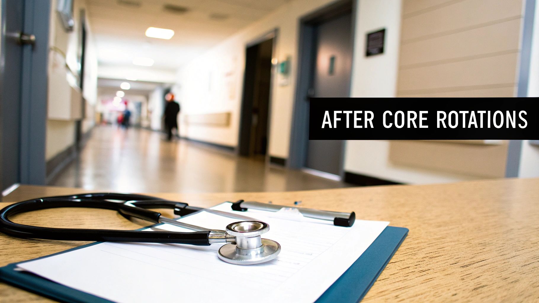 A medical student studying at a desk with a laptop and textbooks, looking determined.