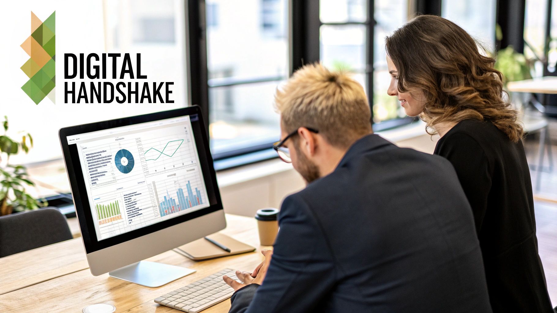 A person using a laptop to monitor graphs and charts related to online reputation