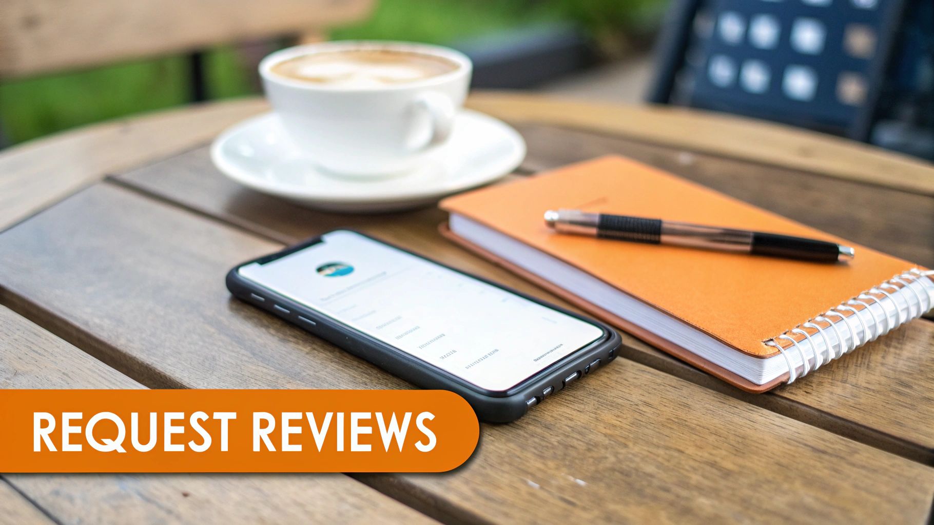 A mobile phone and a laptop displaying customer review templates, illustrating the tools available for boosting local presence.