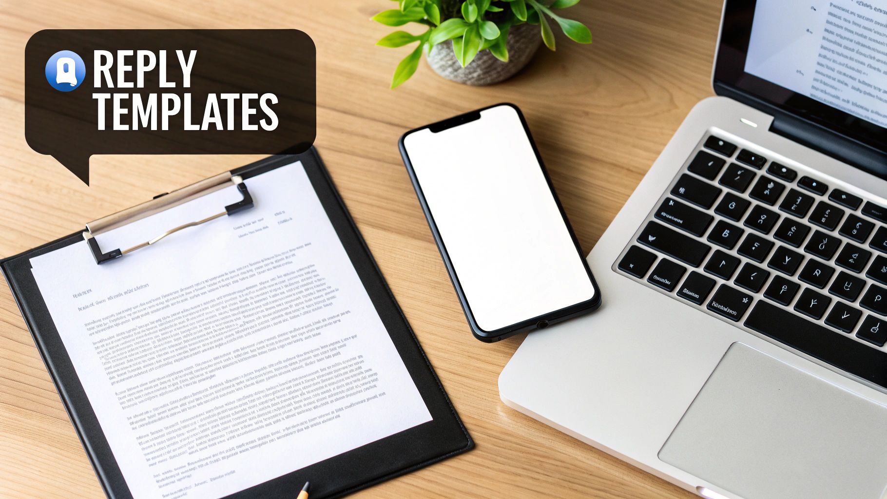 A person smiling while looking at a tablet, representing a positive online reputation.