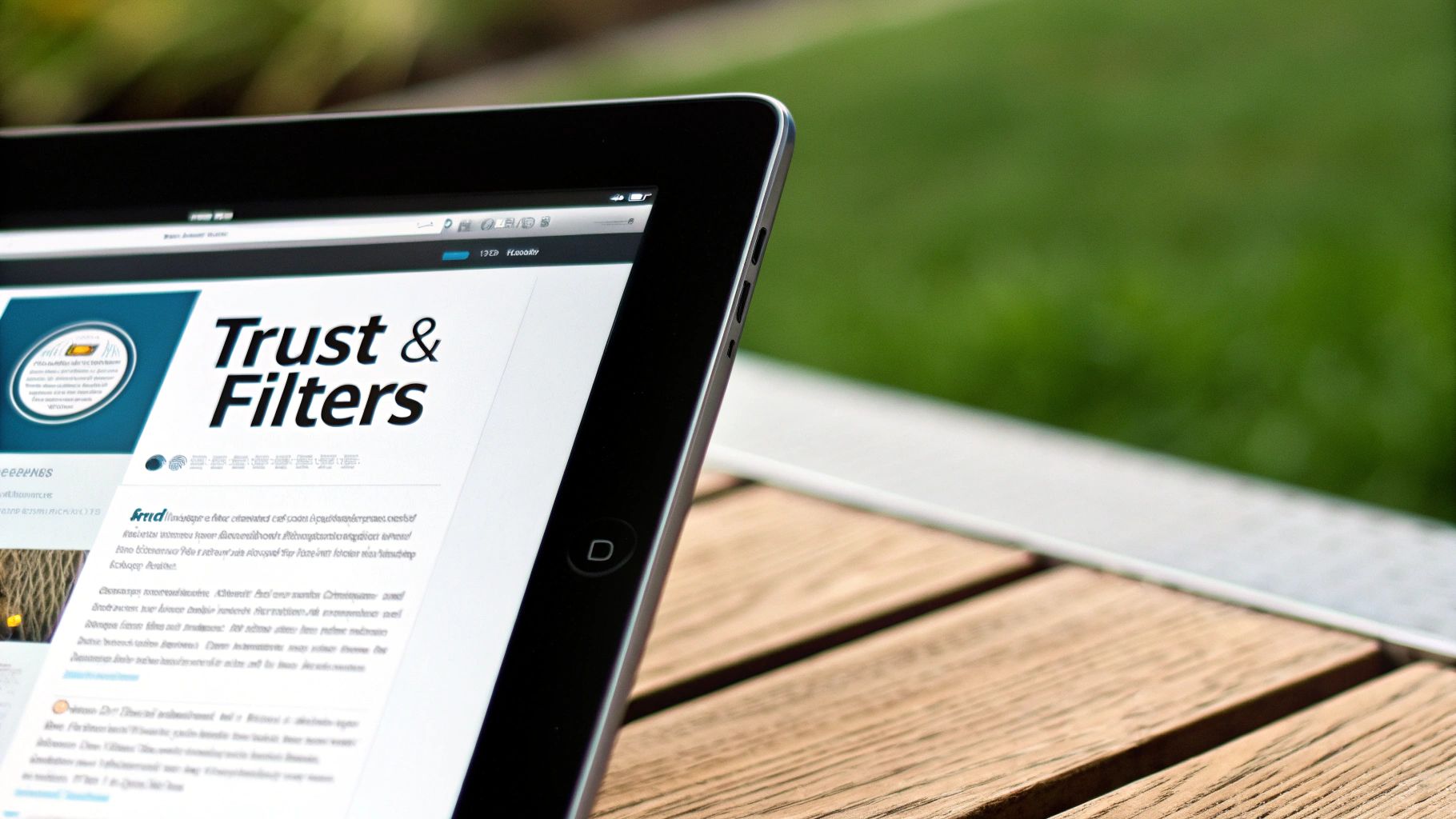 A person examining a transparent screen with review icons, some highlighted and others faded, to represent filtering and trust-building.