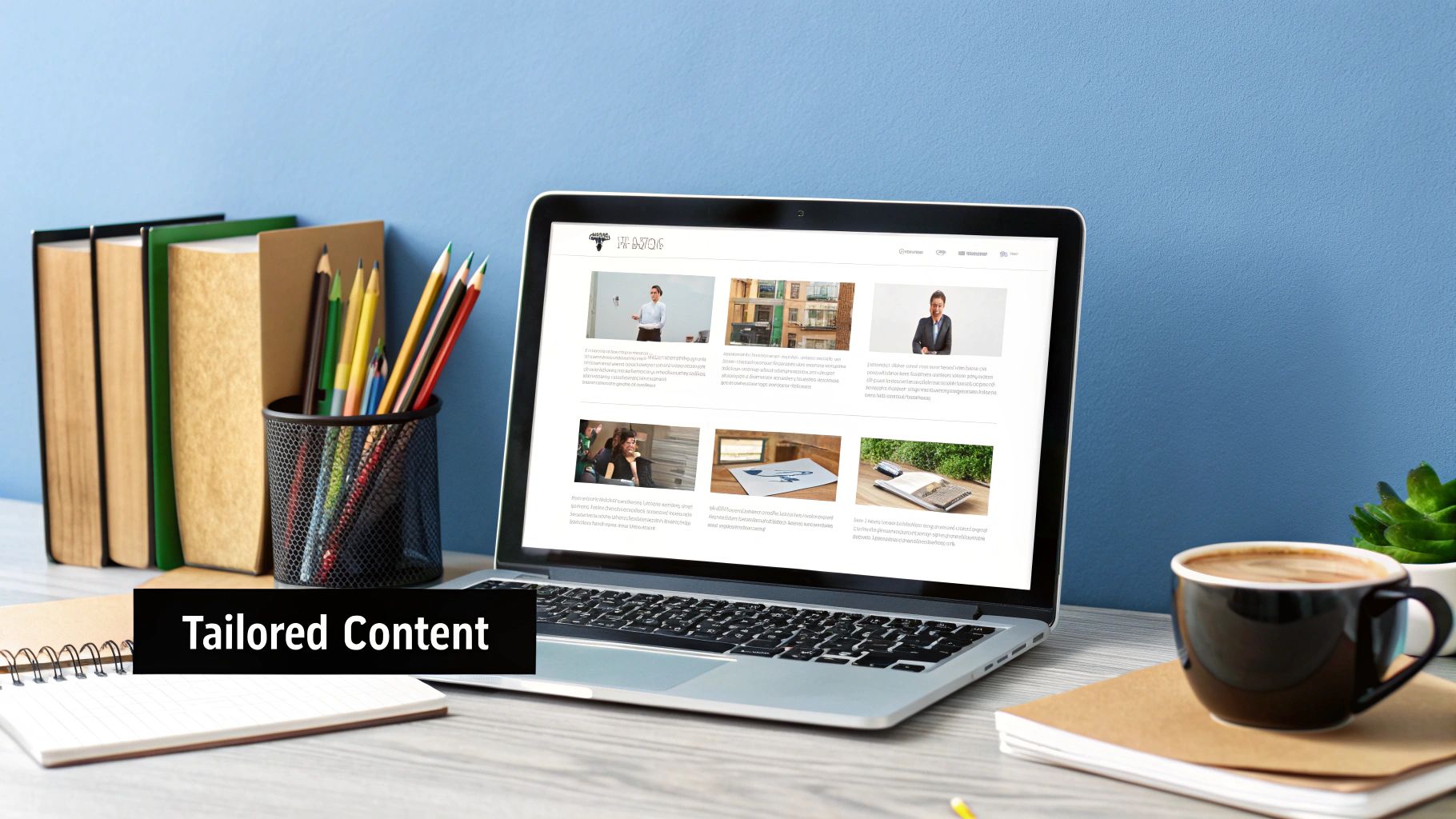 Three different types of web pages—a product page, a blog post, and a service page—displayed on various devices, showing customized meta descriptions for each.