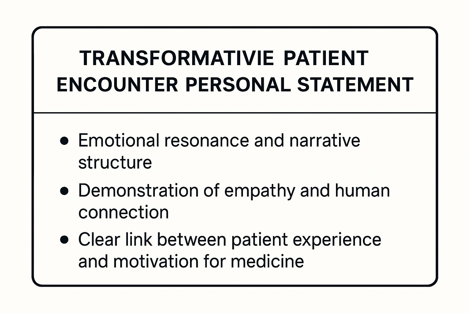 Infographic showing key data about The Transformative Patient Encounter Personal Statement