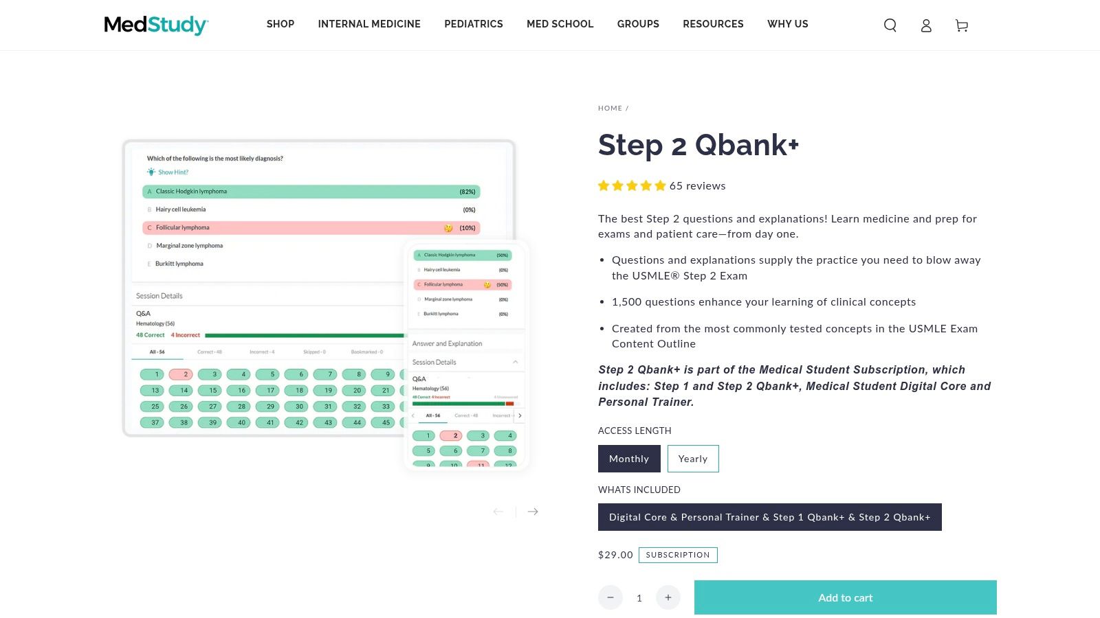 MedStudy — Step 2 Qbank+ (Medical Student Subscription)