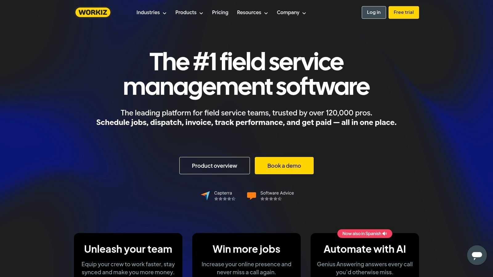 A plumber using the Workiz app in the field to manage their schedule.