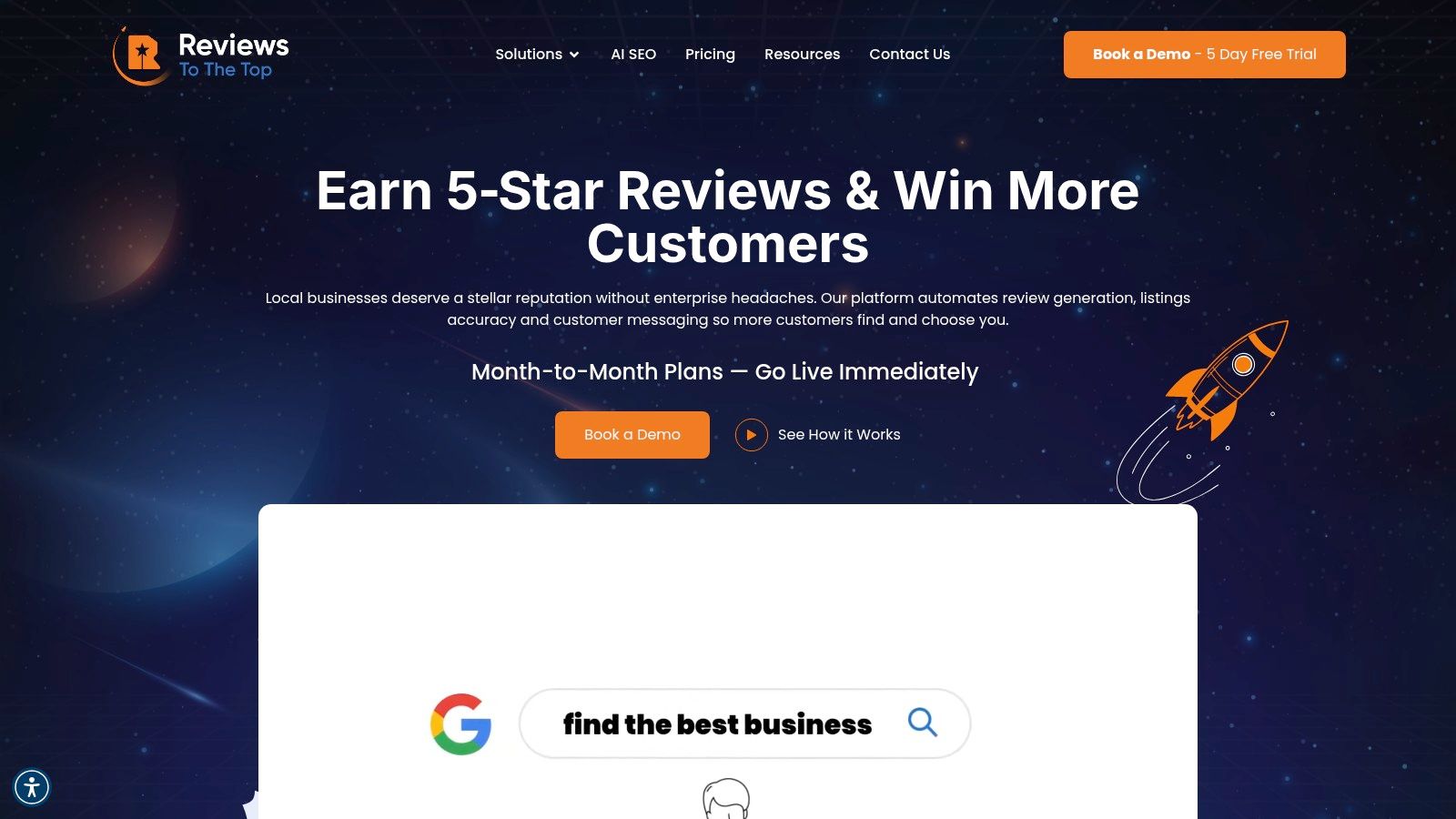 Reviews To The Top dashboard showing review management and AI response generation.
