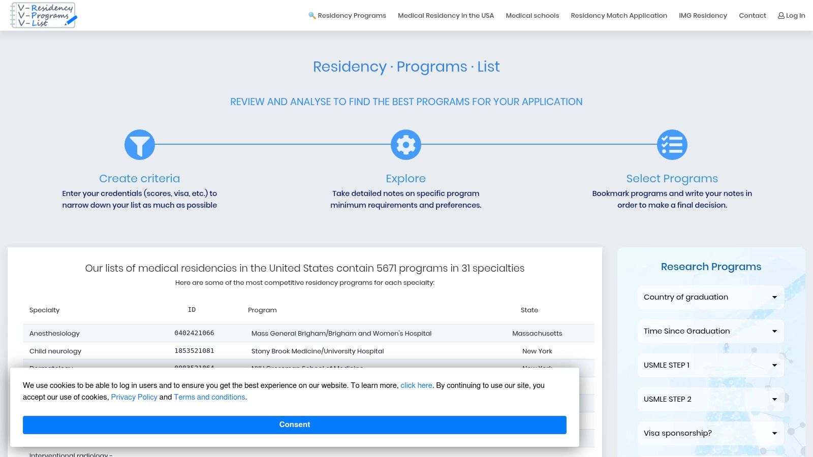 ResidencyProgramsList