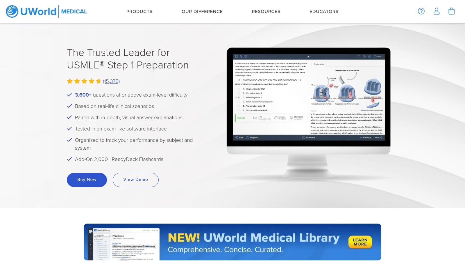 UWorld (USMLE Step 1 QBank + self-assessments)
