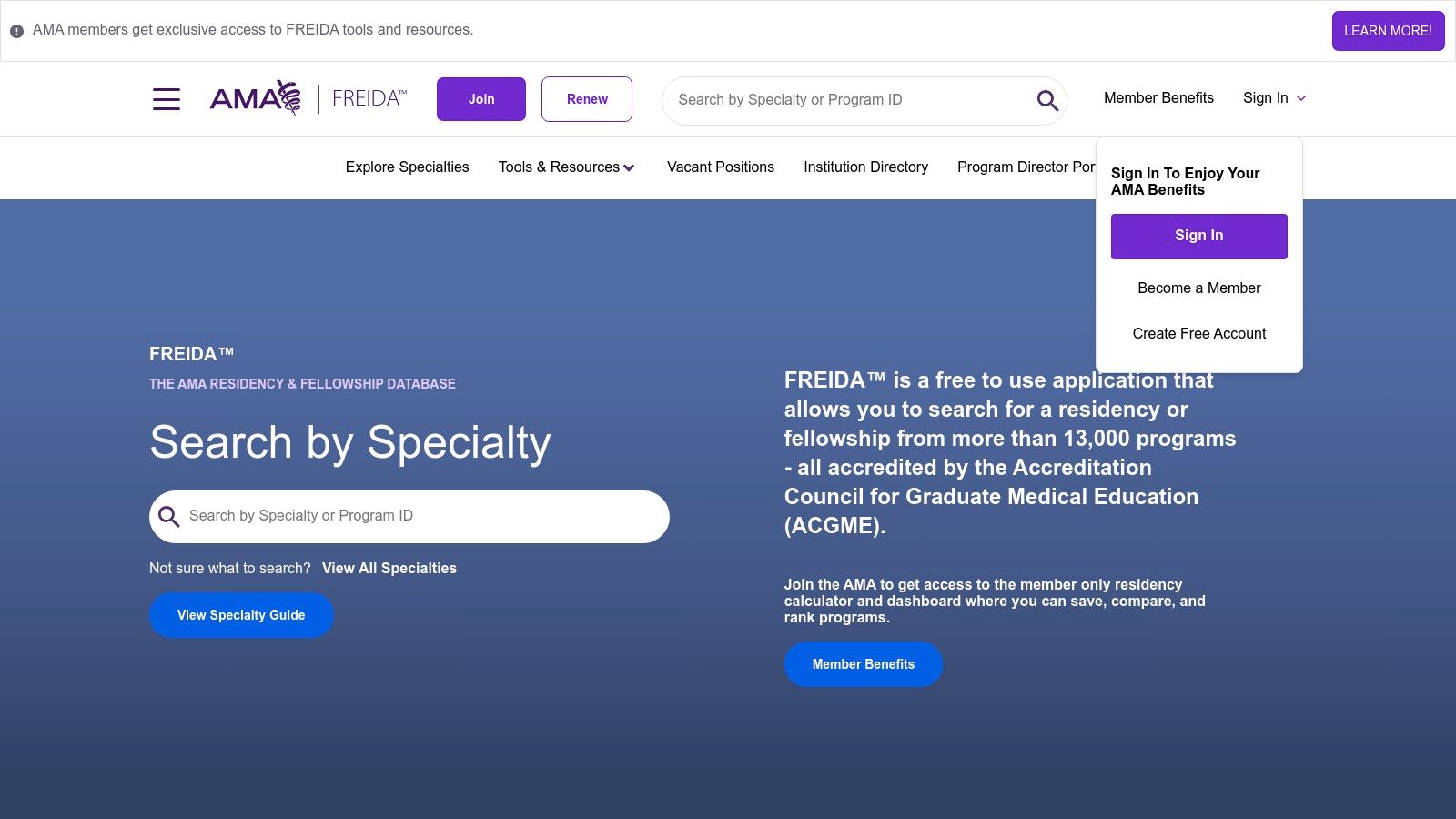 AMA FREIDA (The AMA Residency & Fellowship Database)