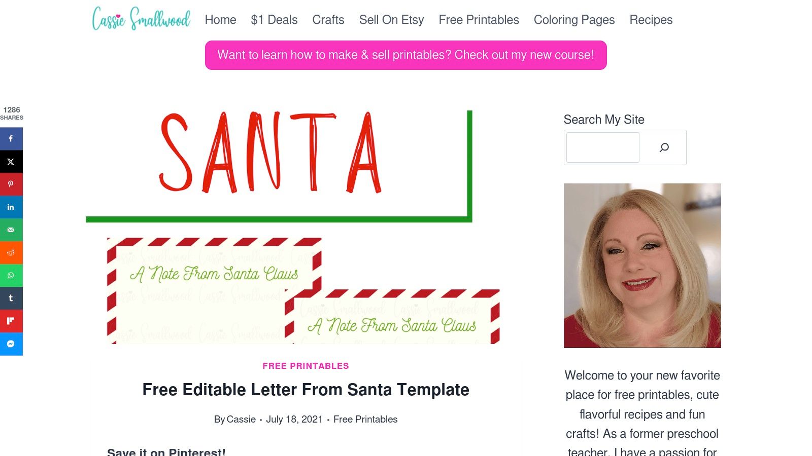 A free printable Santa wish list with sections for want, need, wear, and read.