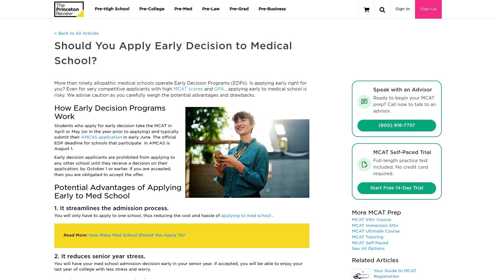The Princeton Review – Medical School Admissions (EDP explainer)