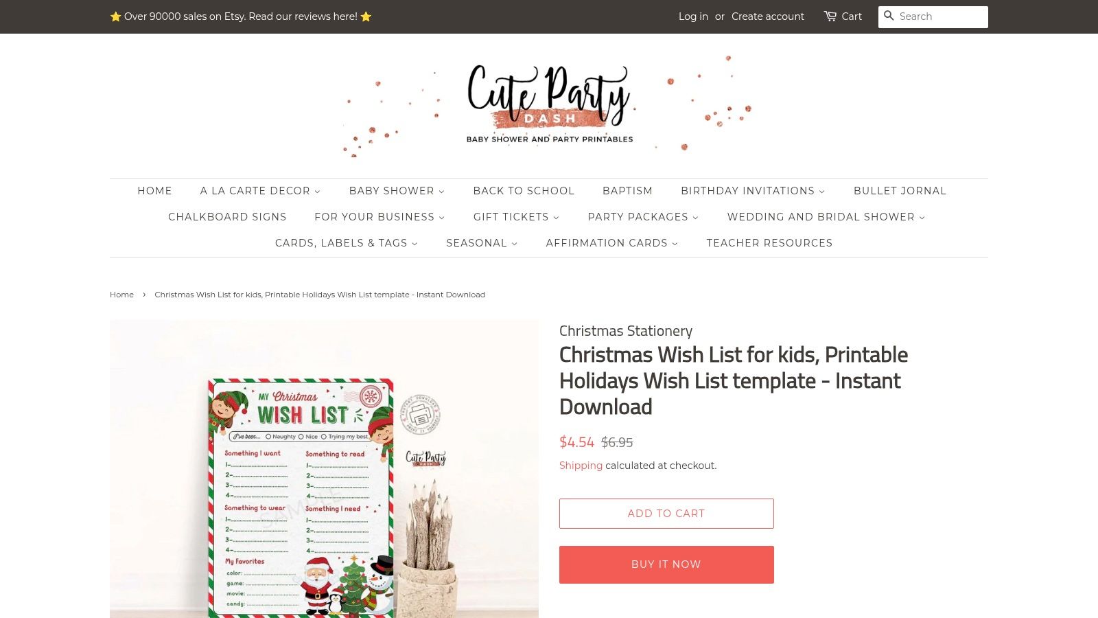 A printable Santa wish list from Cute Party Dash featuring sections for name, age, and gift wishes.