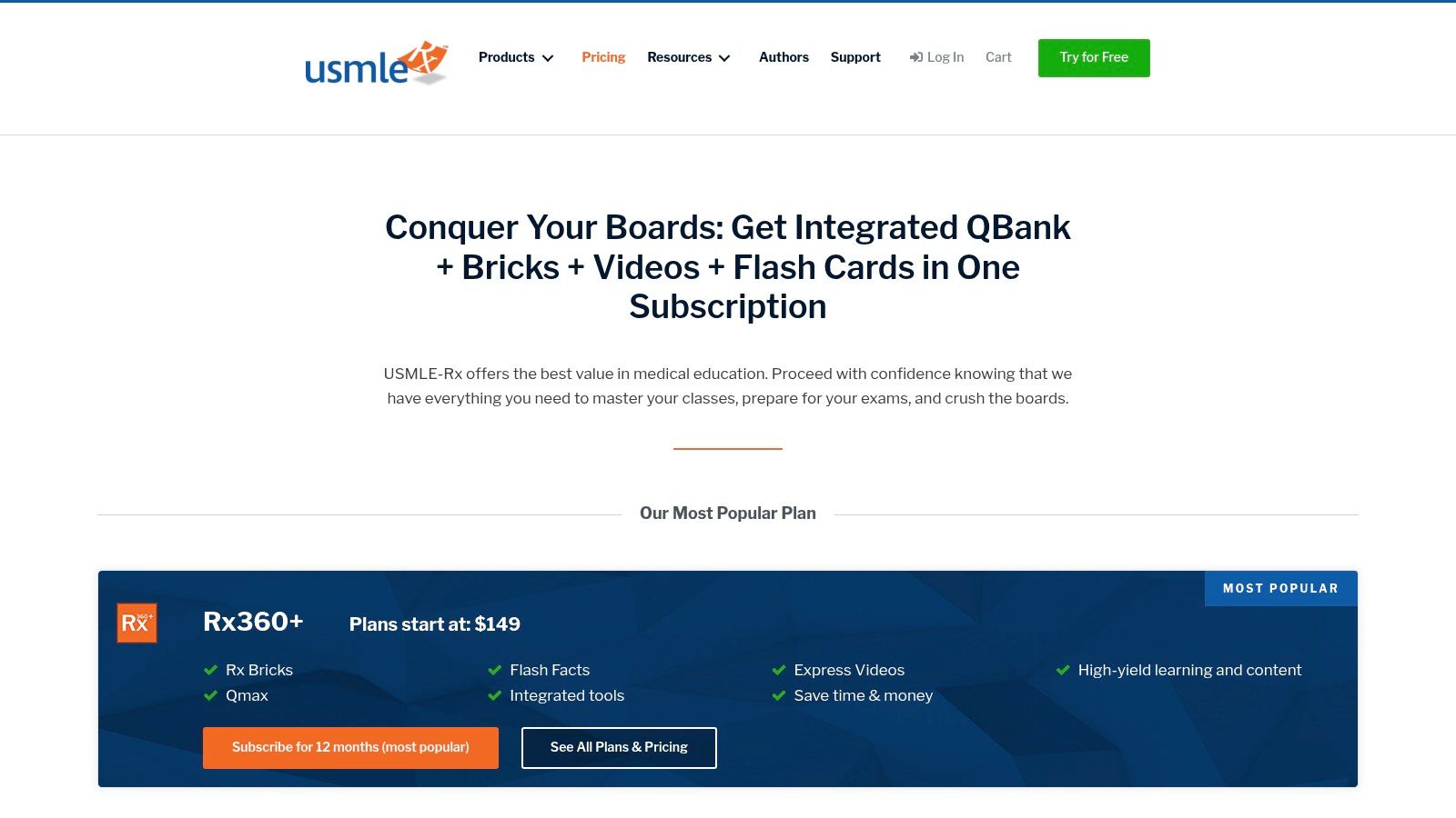 USMLE-Rx (ScholarRx) (QBank + videos + Bricks)