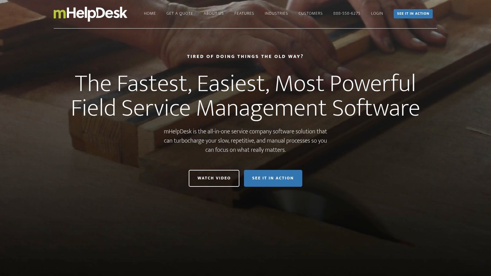 mHelpDesk dashboard showing a schedule and job overview on a desktop computer.