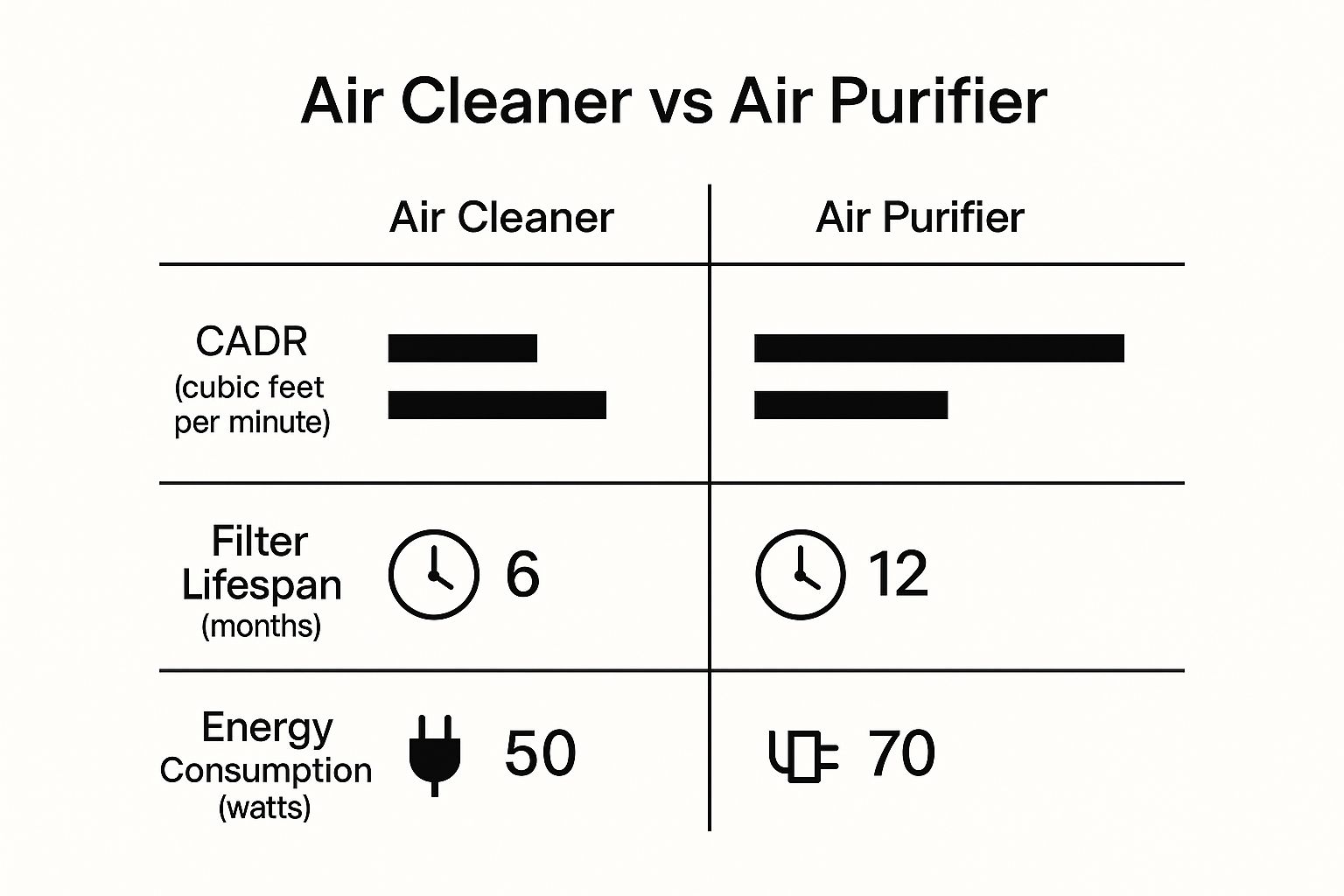Air Cleaner vs Air Purifier info graph