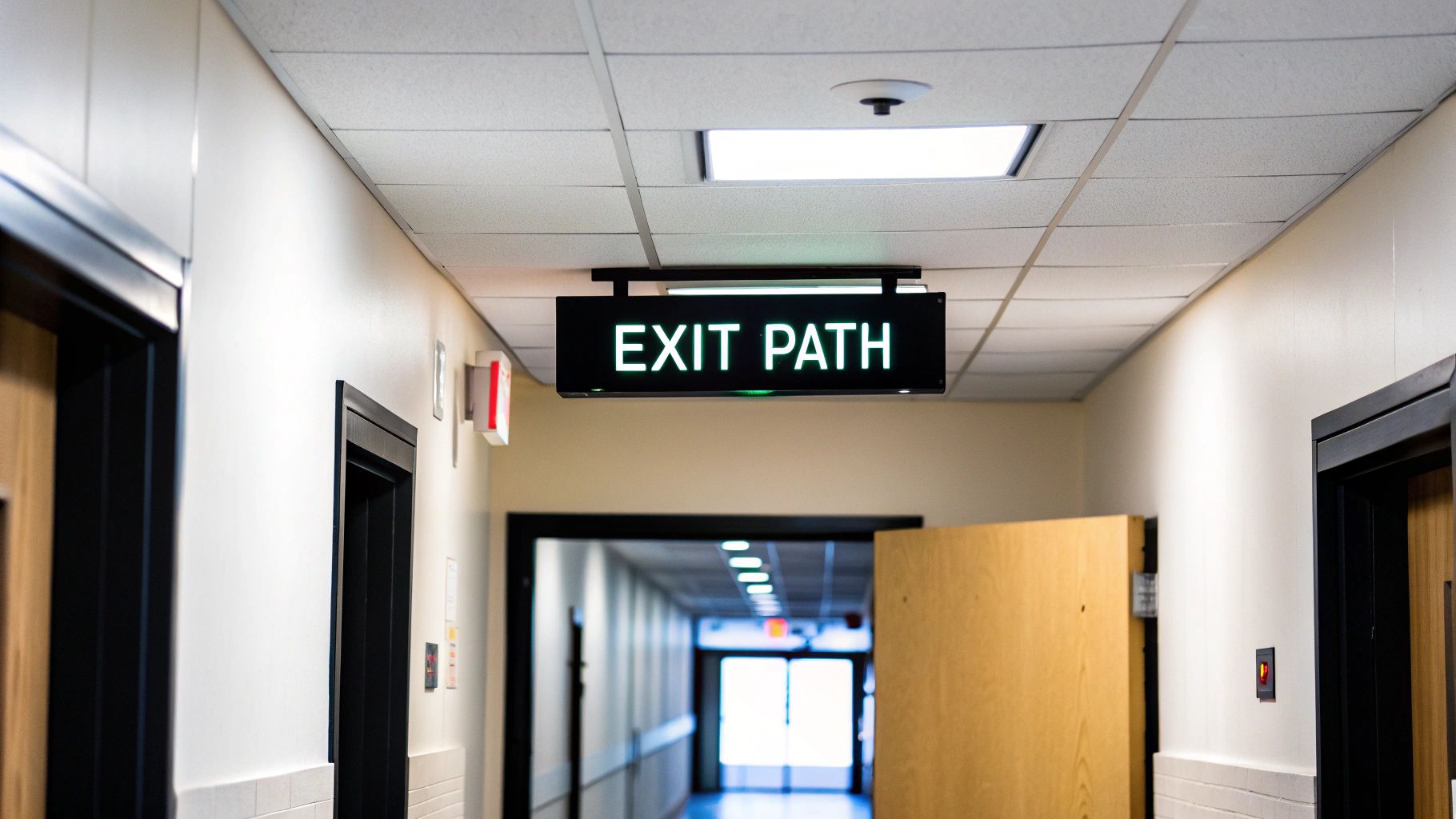 exit sign and door