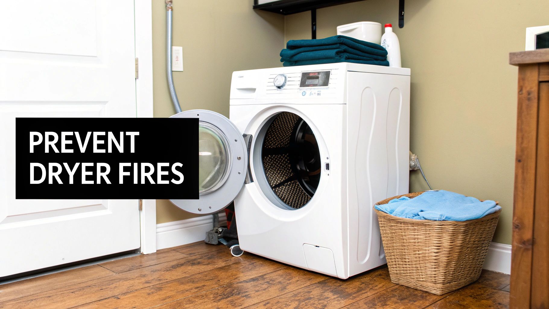 A person cleaning a dryer vent pipe with a long brush.