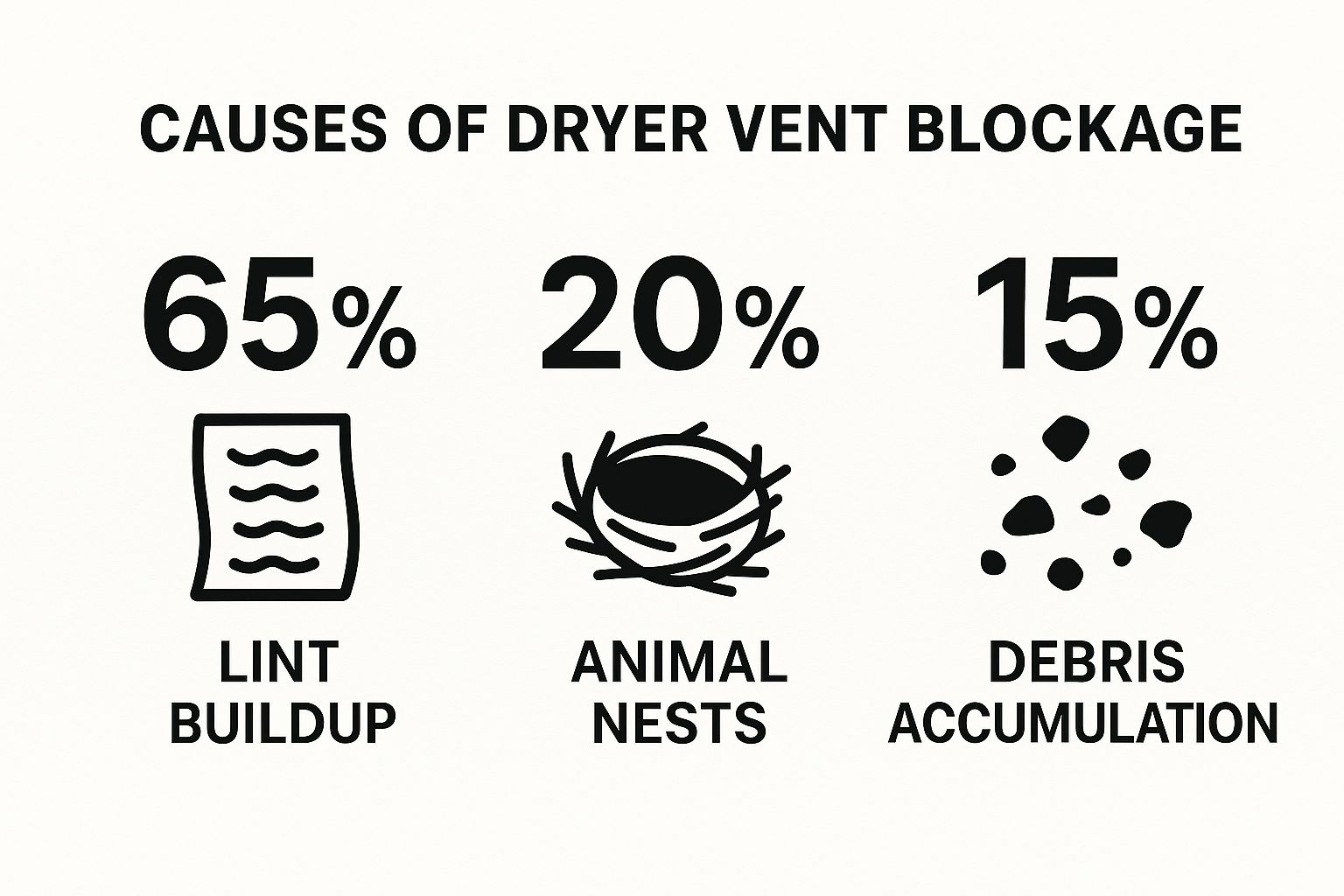 Causes of dryer vent blockage infographic