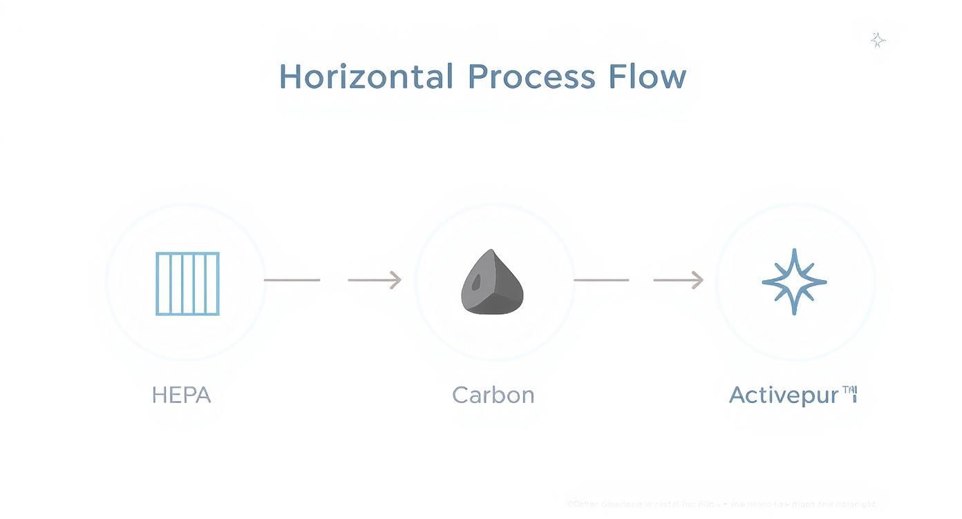 This infographic gives you a good visual breakdown of the whole process, showing how ActivePure fits into a multi-stage purification system