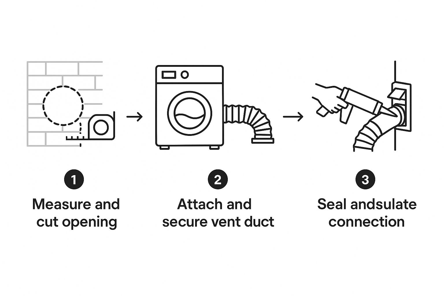 steps to installing a clothes dryer vent graph