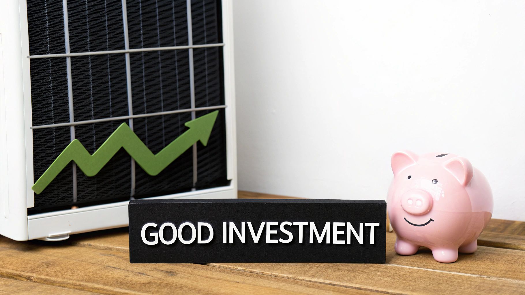 Family relaxing in a living room with clean air.